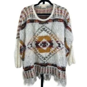 Altar'd State Women's Size XS Fuzzy Geometric Tribal Print Sweater Aztec